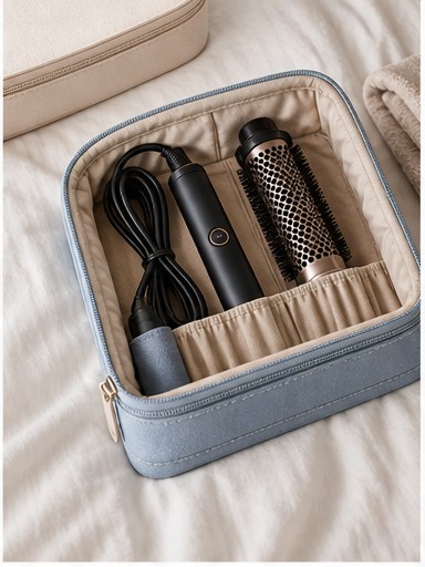 Hair straightener route context without brand marks